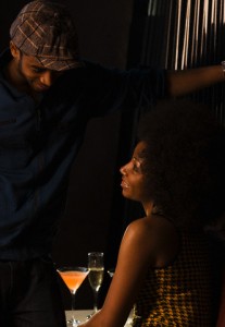 African American couple drinking in nightclub