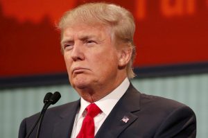 Republican 2016 U.S. presidential candidate businessman Donald Trump listens to a question at the first official Republican presidential candidates debate of the 2016 U.S. presidential campaign in Cleveland