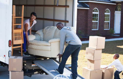 black couple moving