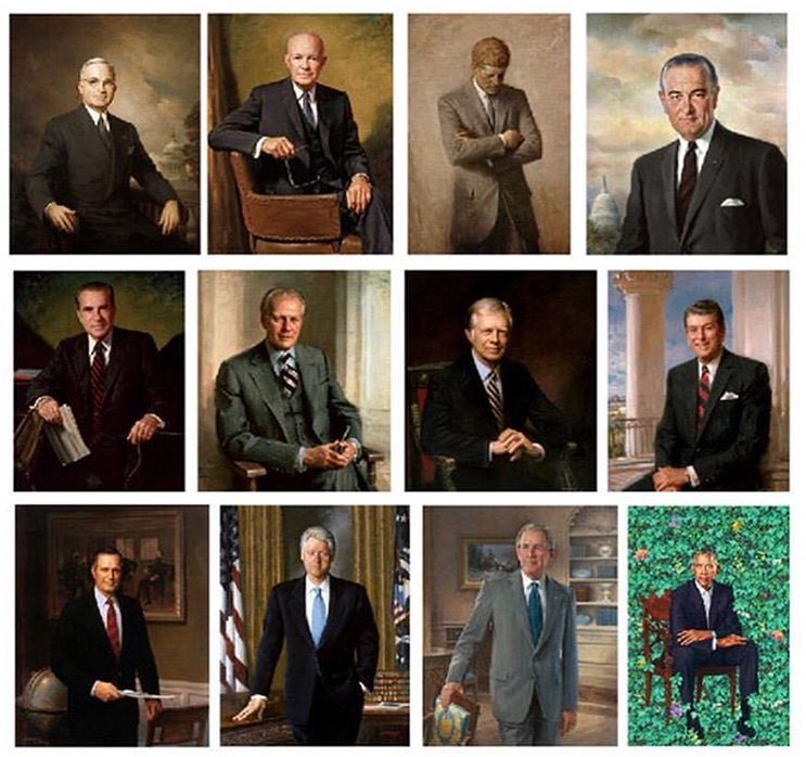 Presidential Portraits-donaldtrump-obama-bush-clinton-thomasjefferson