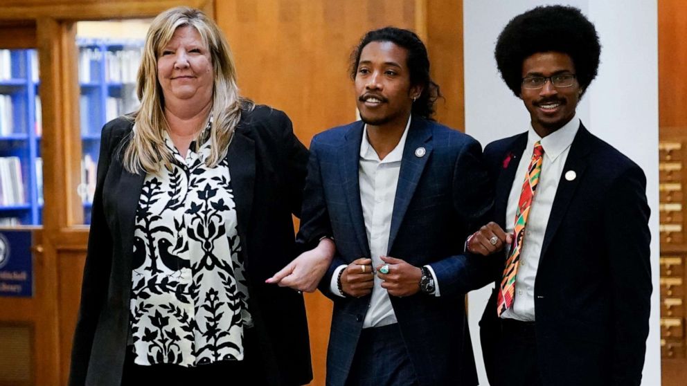 Representatives Justin Jones, Justin Pearson and Gloria Johnson.